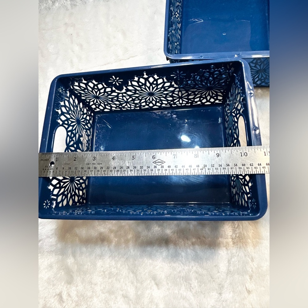 Set of 5 Plastic Daisy Cut Out Storage Baskets Storage Bins Shelf Organizers - Picture 6 of 9